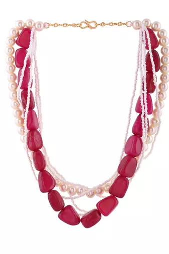 Gold-plated pearls beaded necklace