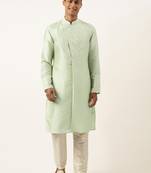 Pistachio green embroidery angrakha kurtas