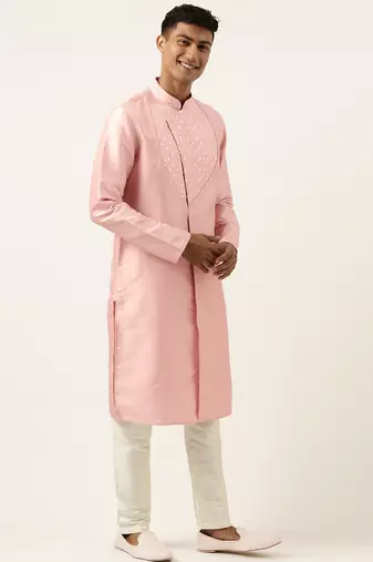 Peach embroidery angrakha kurtas
