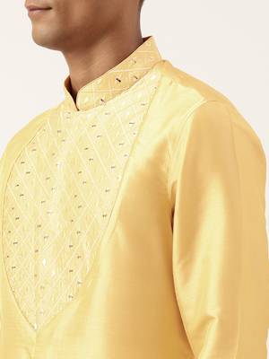 Yellow embroidery angrakha kurtas 2