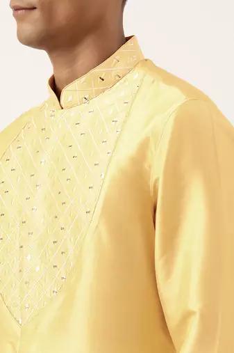 Yellow embroidery angrakha kurtas