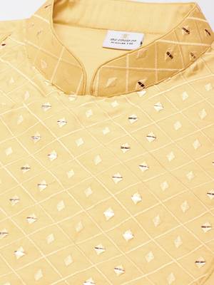 Yellow embroidery angrakha kurtas 3