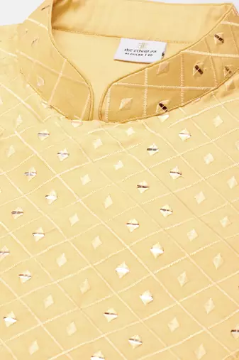 Yellow embroidery angrakha kurtas
