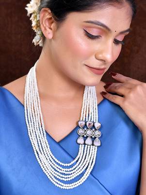 Brass silver-plated beads beaded necklace 1