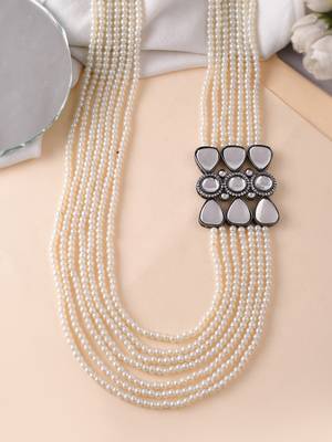 Brass silver-plated beads beaded necklace 2