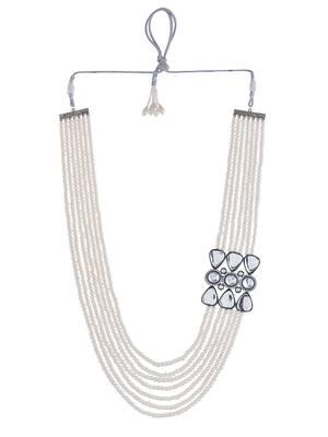 Brass silver-plated beads beaded necklace 3