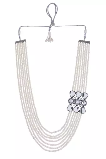 Brass silver-plated beads beaded necklace