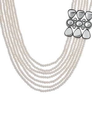 Brass silver-plated beads beaded necklace 4
