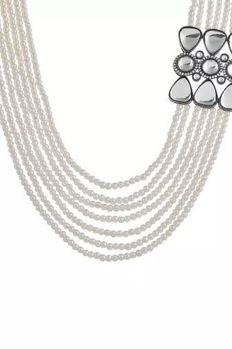 Brass silver-plated beads beaded necklace