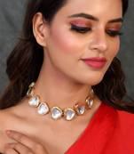 Gold-toned & white brass gold-plated choker necklace