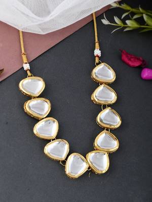 Gold-toned & white brass gold-plated choker necklace 2
