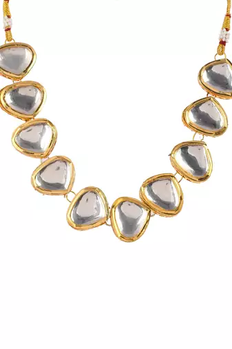 Gold-toned & white brass gold-plated choker necklace