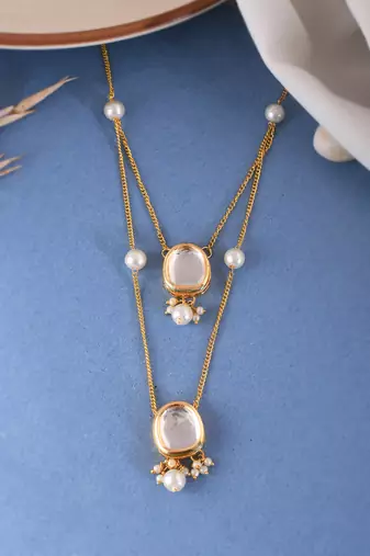 Gold-plated kundan necklace