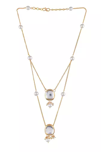 Gold-plated kundan necklace