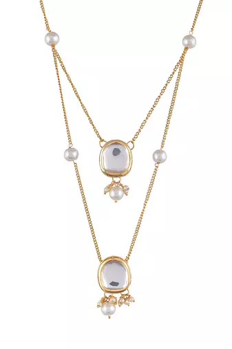 Gold-plated kundan necklace