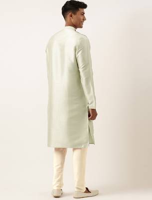 Pistachio green embroidery angrakha kurtas 4