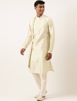 Light gold embroidery angrakha kurtas 3