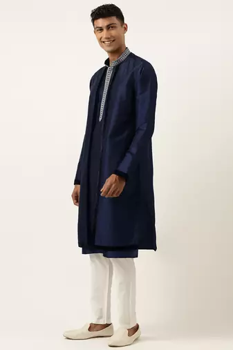 Blue embroidered layered kurtas