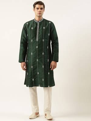 Green silk gota embroidered kurtas 1