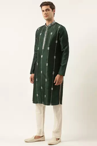 Green silk gota embroidered kurtas