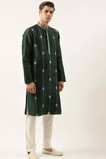 Green silk gota embroidered kurtas