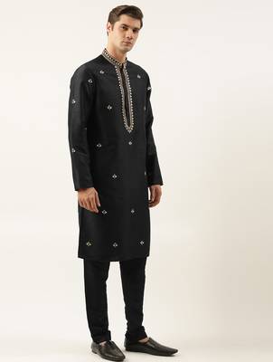 Black silk gota embroidered kurtas 4
