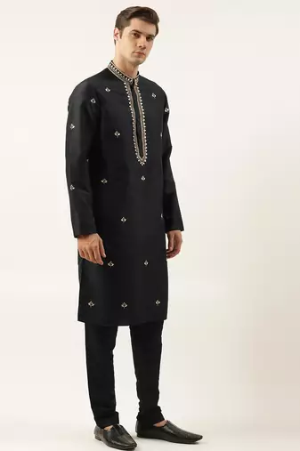 Black silk gota embroidered kurtas