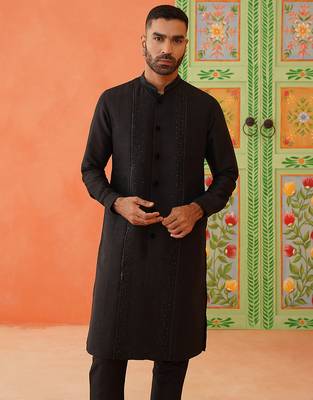 Black silk bling kurtas 2