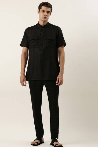 Black cotton short kurta