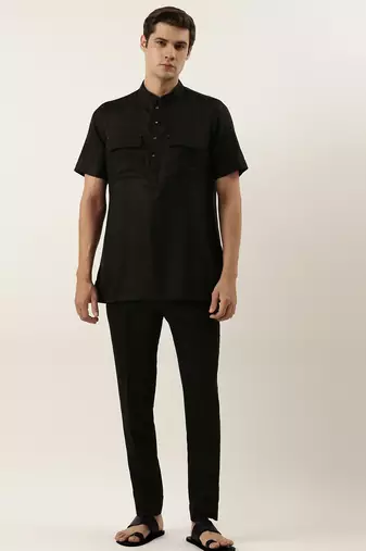 Black cotton short kurta