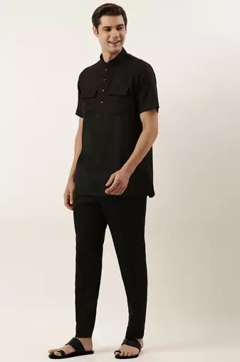 Black cotton short kurta