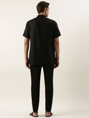 Black cotton short kurta 4