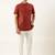 Rust cotton jacquard short kurta