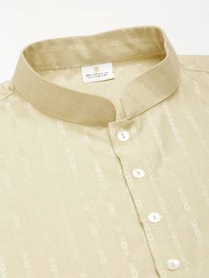 Light beige striped short kurta 1