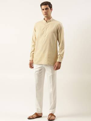 Light beige striped short kurta 2