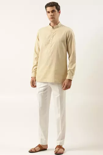 Light beige striped short kurta