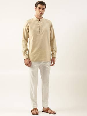 Light beige striped short kurta 3