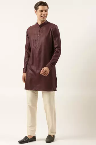 Wine striped kurta