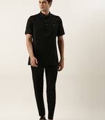 Black fine cotton short kurta