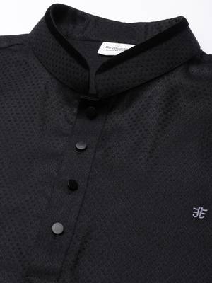 Black fine cotton short kurta 2