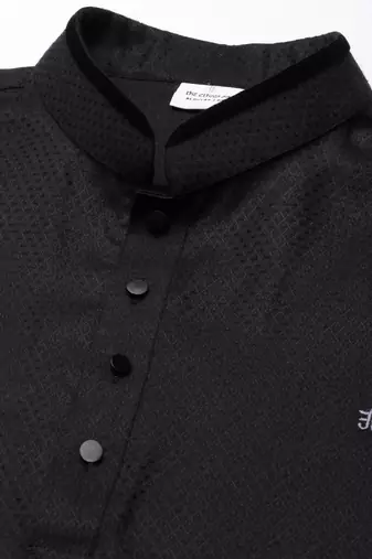 Black fine cotton short kurta
