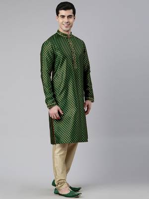 Green banarasi fesive kurtas 2
