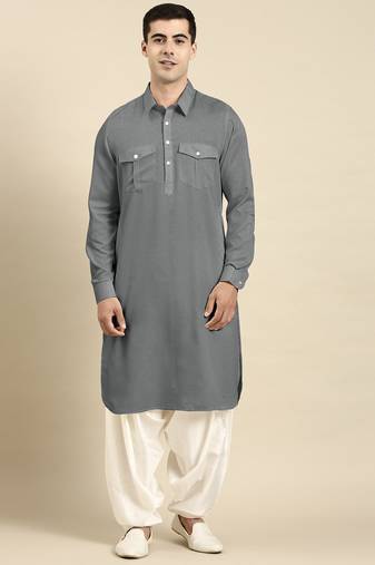 Grey cotton pathani
