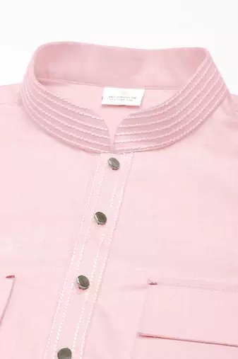 Grey pure cotton pathani kurtas with patch pocket