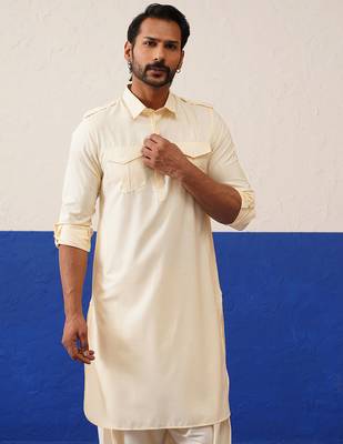 Cream pure cotton pathani 3