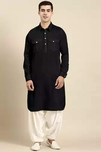 Black cotton pathani with salwar