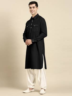 Black cotton pathani with salwar 4