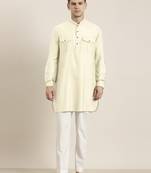 Cream cotton short pathani