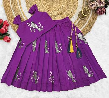 Kids Ringani New south Indian traditional pattu pavadai Jacquard Lehenga choli for girls dress 1