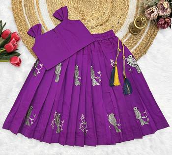 Kids Ringani New south Indian traditional pattu pavadai Jacquard Lehenga choli for girls dress 2